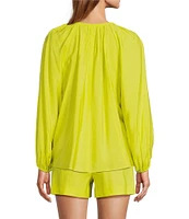 Antonio Melani Effie Long Sleeve Split V Tie Neck Blouse