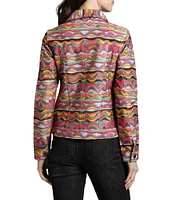 APNY Abstract Floral Printed Long Sleeve Denim Jacket