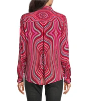 APNY Abstract Print Spread Collar Long Sleeve Button Down Shirt