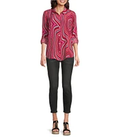 APNY Abstract Print Spread Collar Long Sleeve Button Down Shirt