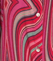APNY Abstract Print Spread Collar Long Sleeve Button Down Shirt