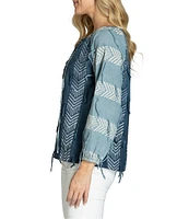 APNY Block Print V-Neck Long Sleeve Top