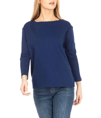 APNY Boat Neck Long Sleeve Relaxed Tee Shirt