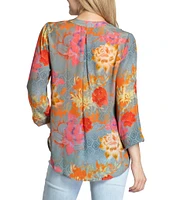 APNY Boho Floral V-Neck Long Sleeve Crossover Top