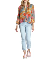 APNY Boho Floral V-Neck Long Sleeve Crossover Top