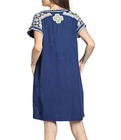 APNY Boho V-Neck Short Sleeve Shift Dress