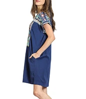 APNY Boho V-Neck Short Sleeve Shift Dress