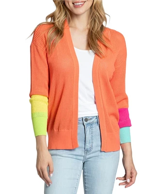 APNY Color Block Long Sleeve Open Front Cardigan