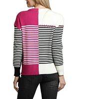 APNY Color Block V-Neck Long Sleeve Cardigan