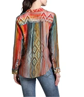 APNY Crepe Collared Long Sleeve Button Up Top