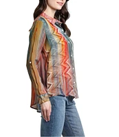 APNY Crepe Collared Long Sleeve Button Up Top