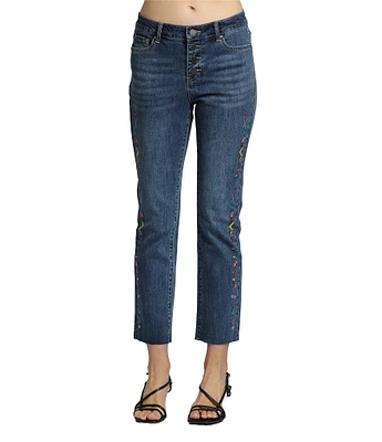 APNY Embroidered Straight Leg Cropped Jean