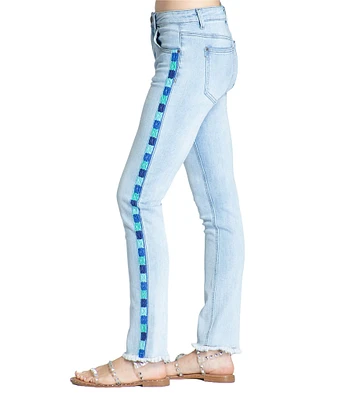 APNY Embroidered Stretch Straight Leg Ankle Jean