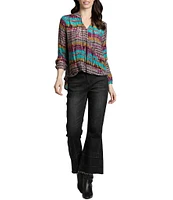 APNY Floral Collared Roll Tab Sleeve Button Up Top