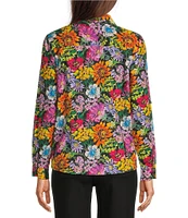 APNY Floral Print Spread Collar Long Sleeve Button Front Shirt