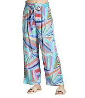APNY Geometric Print Wide Leg Cropped Pant