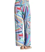 APNY Geometric Print Wide Leg Cropped Pant