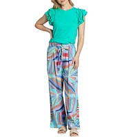 APNY Geometric Print Wide Leg Cropped Pant