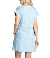 APNY Grommet Crew Neck Short Sleeve Dress