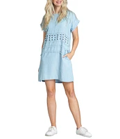 APNY Grommet Crew Neck Short Sleeve Dress