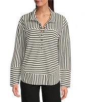 APNY Henley Grommet Placket Collar Long Sleeve Top