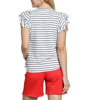 APNY Knit Crew Neck Ruffled Cap Sleeve Tee