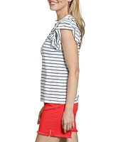 APNY Knit Crew Neck Ruffled Cap Sleeve Tee