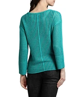 APNY Open Knit Crew Neck Long Sleeve Pullover