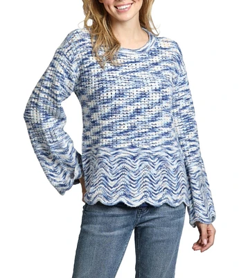 APNY Open Stretch Knit Crew Neck Long Sleeve Sweater