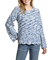 APNY Open Stretch Knit Crew Neck Long Sleeve Sweater