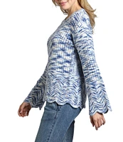 APNY Open Stretch Knit Crew Neck Long Sleeve Sweater