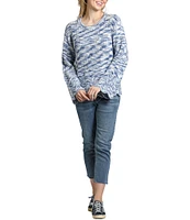 APNY Open Stretch Knit Crew Neck Long Sleeve Sweater