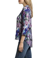 APNY Printed Mandarin Collar Neckline 3/4 Sleeve Blouse