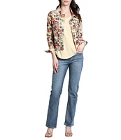 APNY Printed Stretch Twill Collared Long Sleeve Denim Jacket