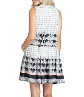 APNY Printed V-Neck Sleeveless Dress