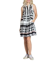 APNY Printed V-Neck Sleeveless Dress