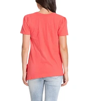 APNY Round Neck Short Sleeve Asymmetrical Hem Top