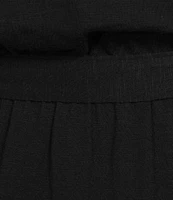 APNY Smocked Tassel V-Neck Short Sleeve A-Line Midi Dress