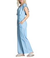 APNY Square Neck Flutter Short Sleeve Jumpsuit