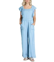 APNY Square Neck Flutter Short Sleeve Jumpsuit