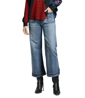 APNY Stretch Denim Cropped Wide Leg Jeans
