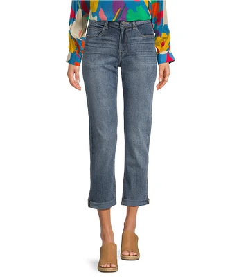 APNY Stretch Denim Mid Rise Girlfriend Rolled Cuff Jeans
