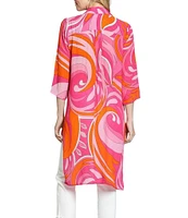 APNY V-Neck 3/4 Sleeve Woven Print Tunic