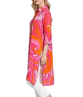APNY V-Neck 3/4 Sleeve Woven Print Tunic