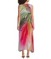 APNY Woven Abstract Print V-Neck Sleeveless Tank Dress