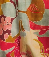 APNY Woven Floral Print Point Collar 3/4 Sleeves Shift Dress