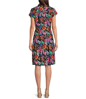APNY Woven Floral Print Point Collar Short Sleeve Shirt Dress