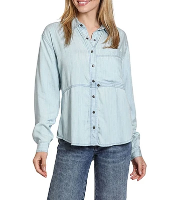 APNY Woven Mandarin Collar Long Sleeve Shirt