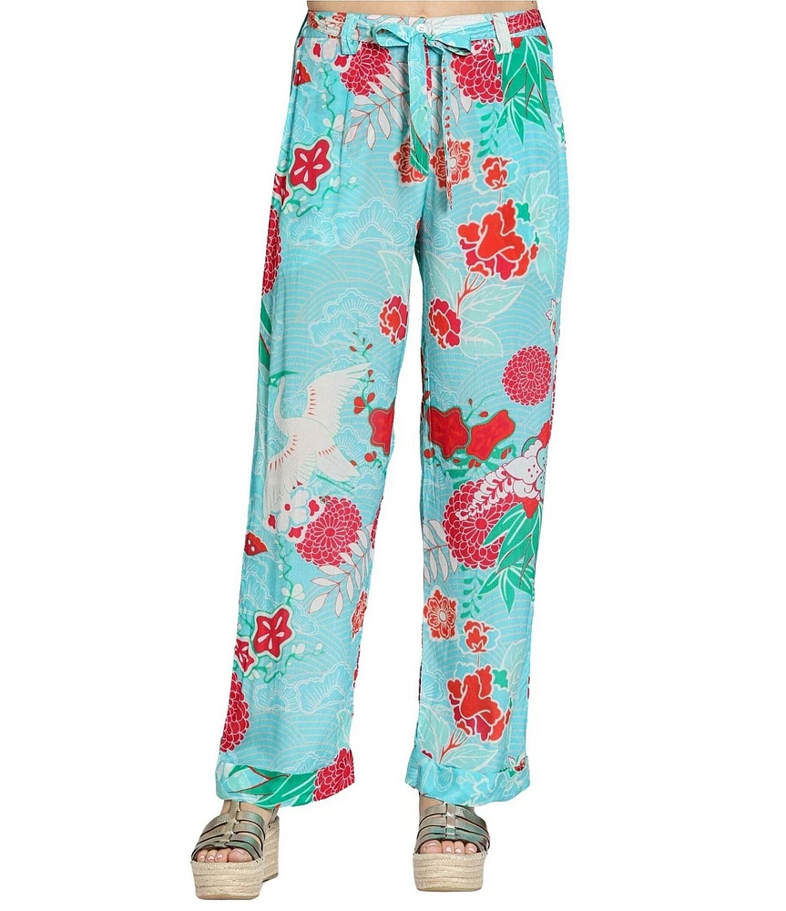APNY Woven Printed Flat Front Drawstring Pants