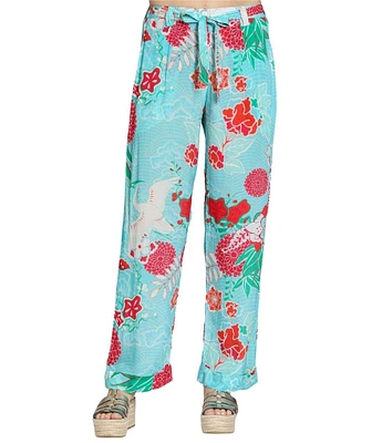 APNY Woven Printed Flat Front Drawstring Pants